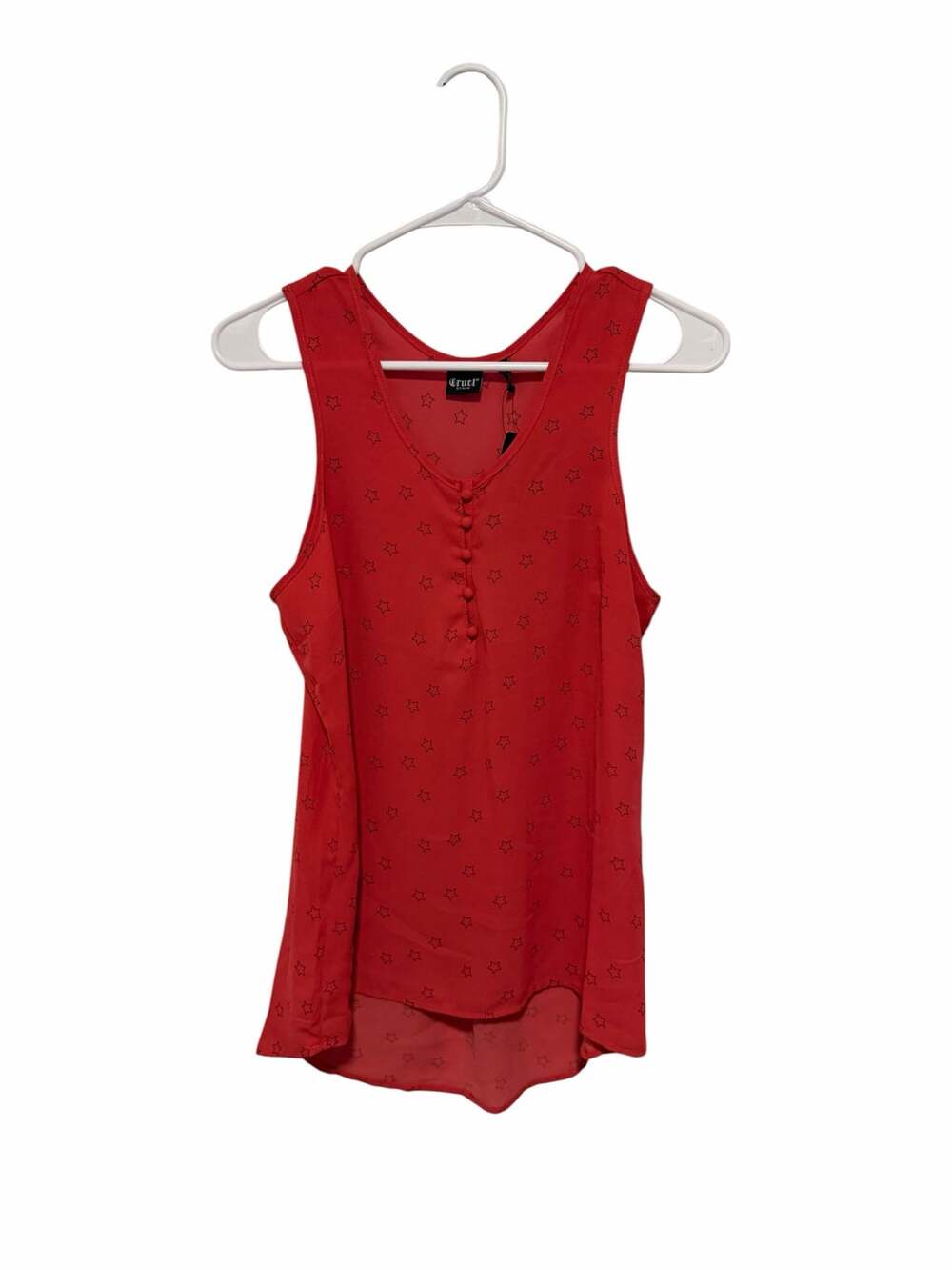 Cruel Denim Women's Small Red V-Neck Sleeveless Lightweight Star Print Tank Top